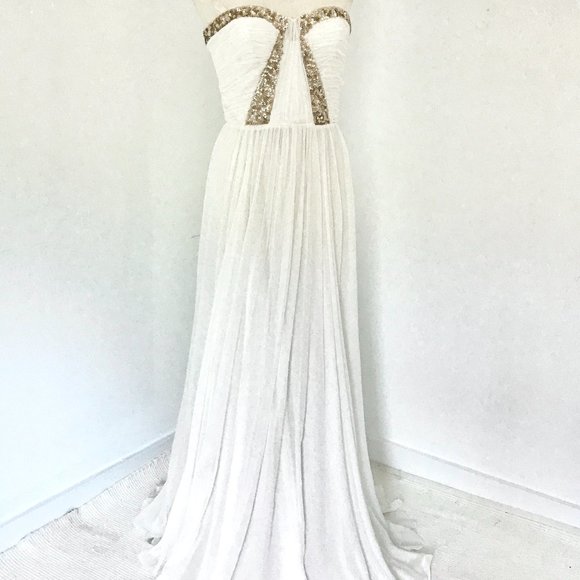 Rebecca Taylor Dress S/M Formal White Prom Wedding Hoco Debutante Maxi Long Gown - Picture 4 of 16